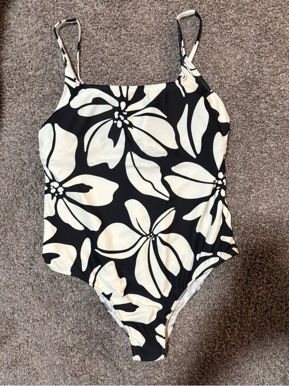 Black & White Floral One-Piece Swimsuit